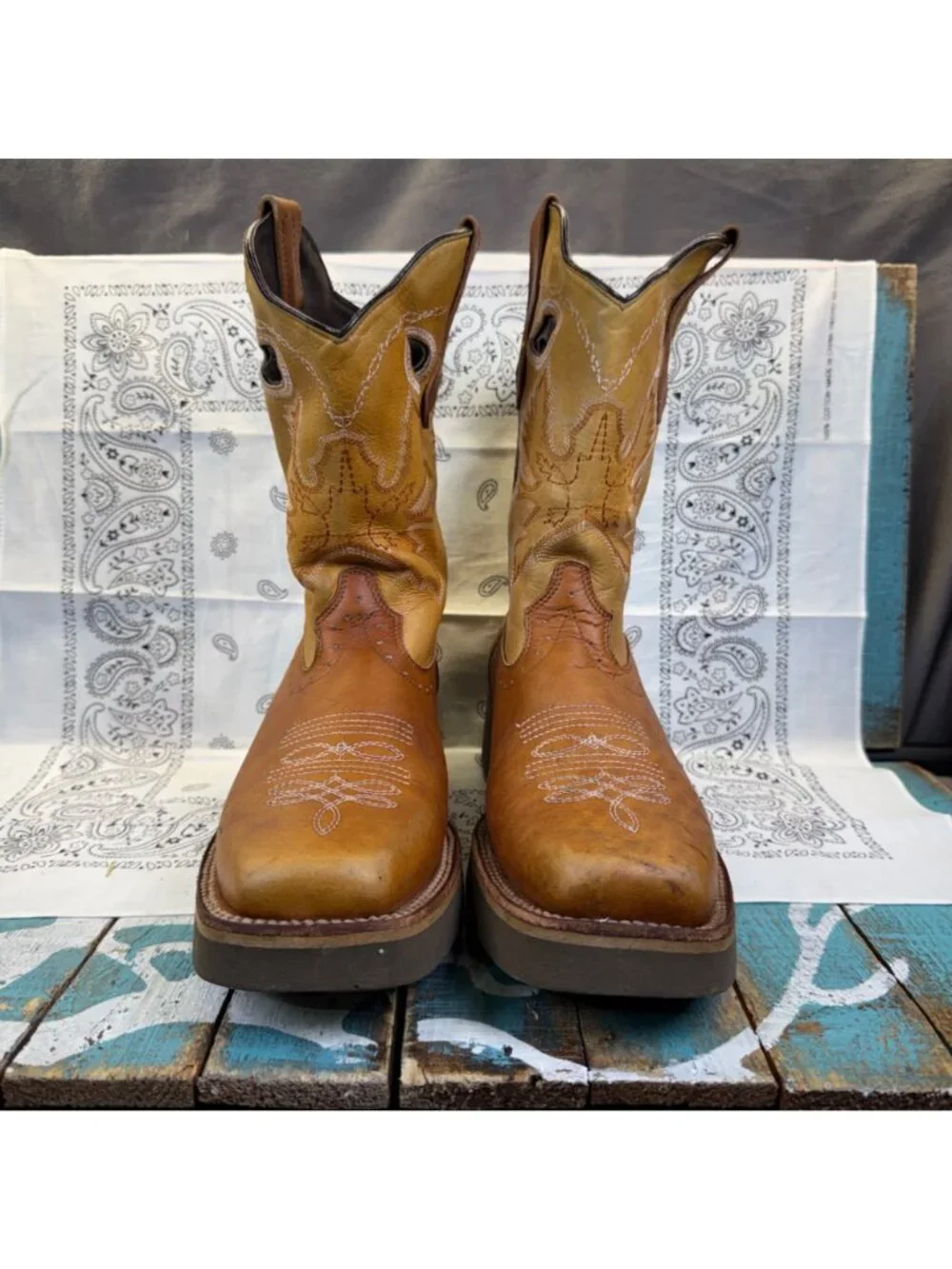 VTG Arco Humming Square Toe Work/Farm/Industrial Boots Sz 26 US 8 Leather Brown